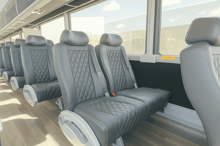 interior of Arlington Shuttle Bus Rentals charter bus